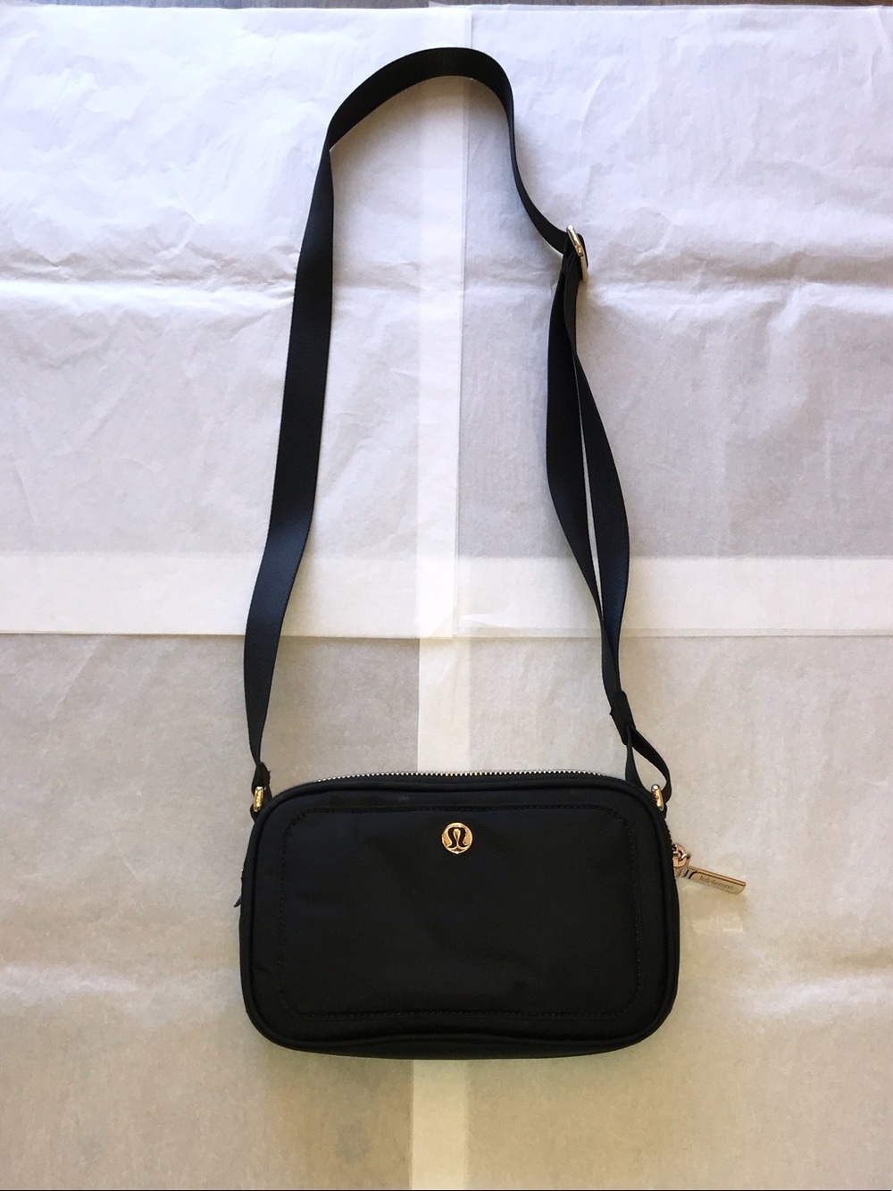 Lululemon Crossbody Camera Bag Black with Gold Hardware, New
